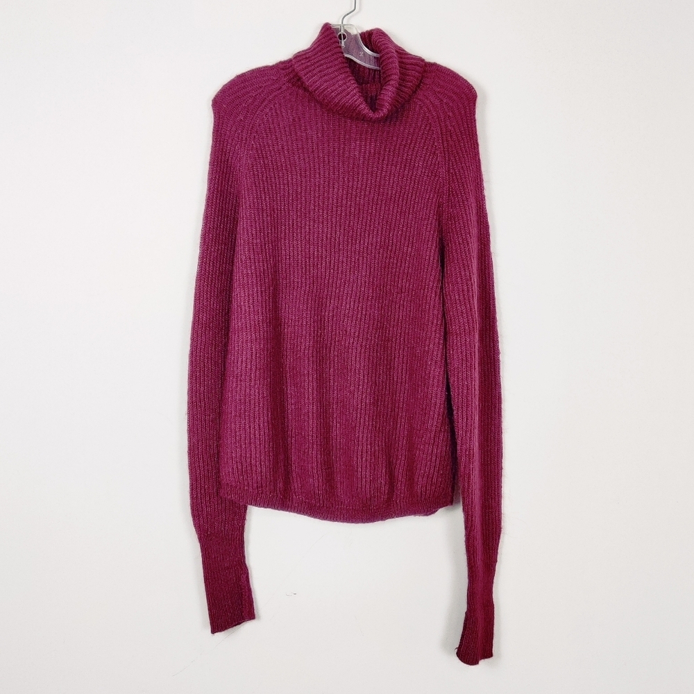 C'est Moi Womens Ribbed Turtleneck Sweater Size Large Wool Cozy Oversized